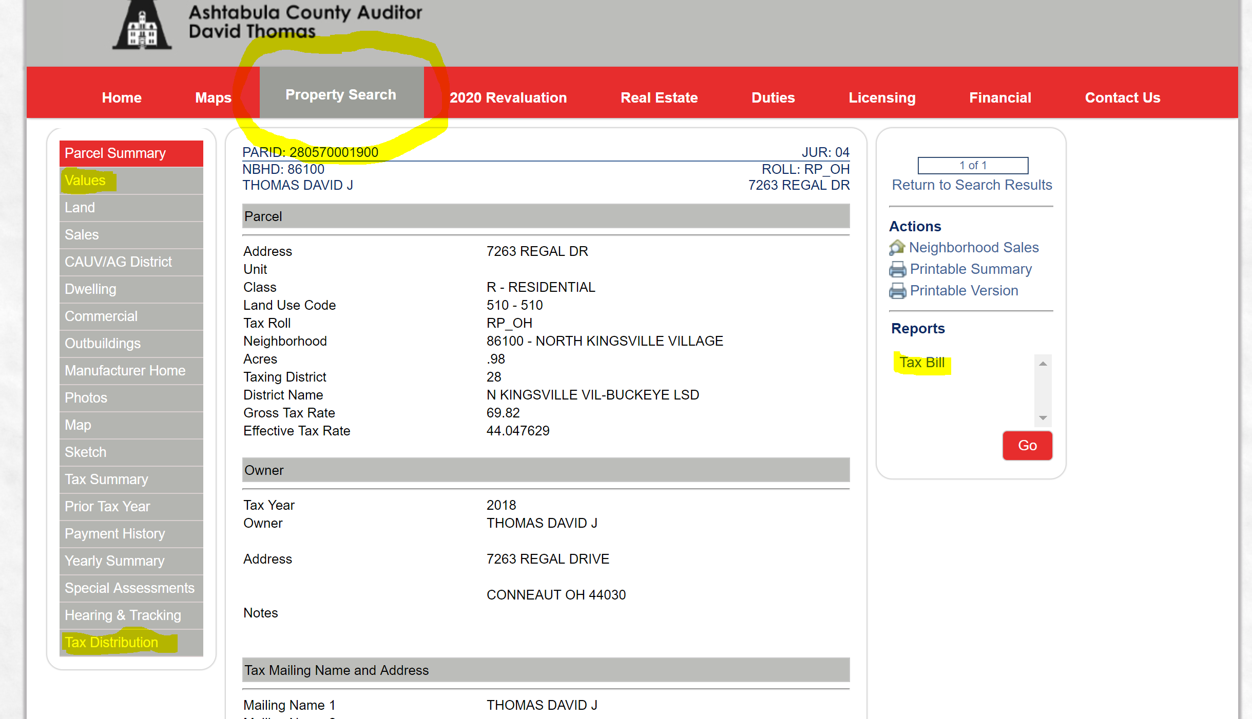 ohio auditor parcel search